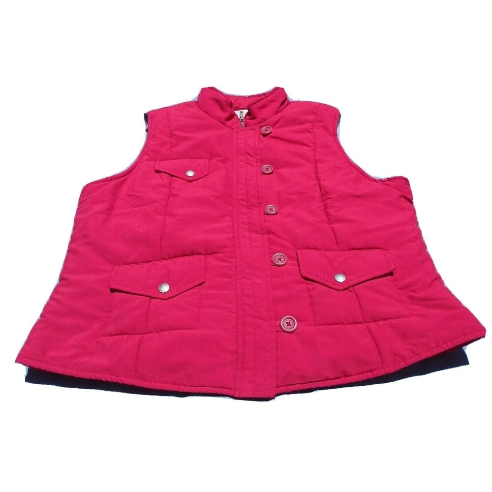 Sonoma Woman Vest Size XL Red Insulated 3 Pockets Zip Buttons Closure GORPcore